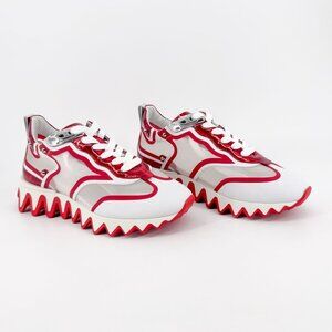 Christian Louboutin Sharkina White Mesh Red Sneakers Size 38.5 US 8.5 Women 6969
